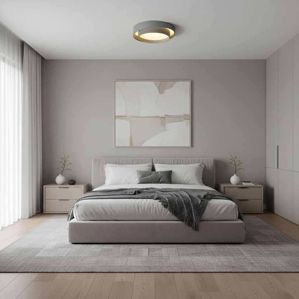 Modern Metal Flush Mount Ceiling Light With Cool Daylight Glow — Halden Lighting