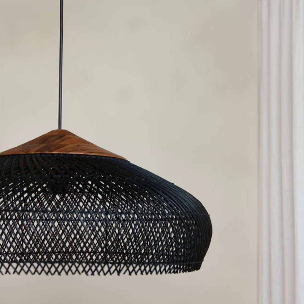 Bohemian Rattan Pendant Light With Warm LED Glow for Dining Room — Halden Lighting