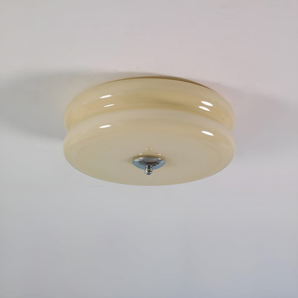 Retro Glass Flush Mount Ceiling Light For Living Room in Chrome Beige — Halden Lighting
