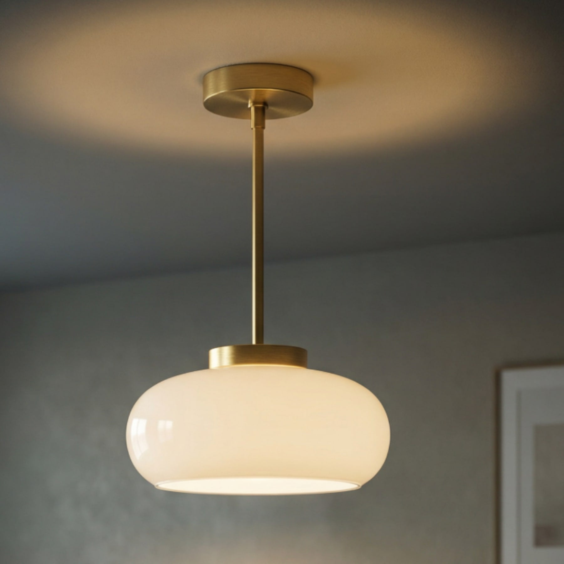 Modern Glass Globe Ceiling Light With Cool Daylight Glow — Halden Lighting