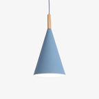 Scandinavian Wood Pendant Light With Warm Tri-Colour Glow in Blue — Halden Lighting