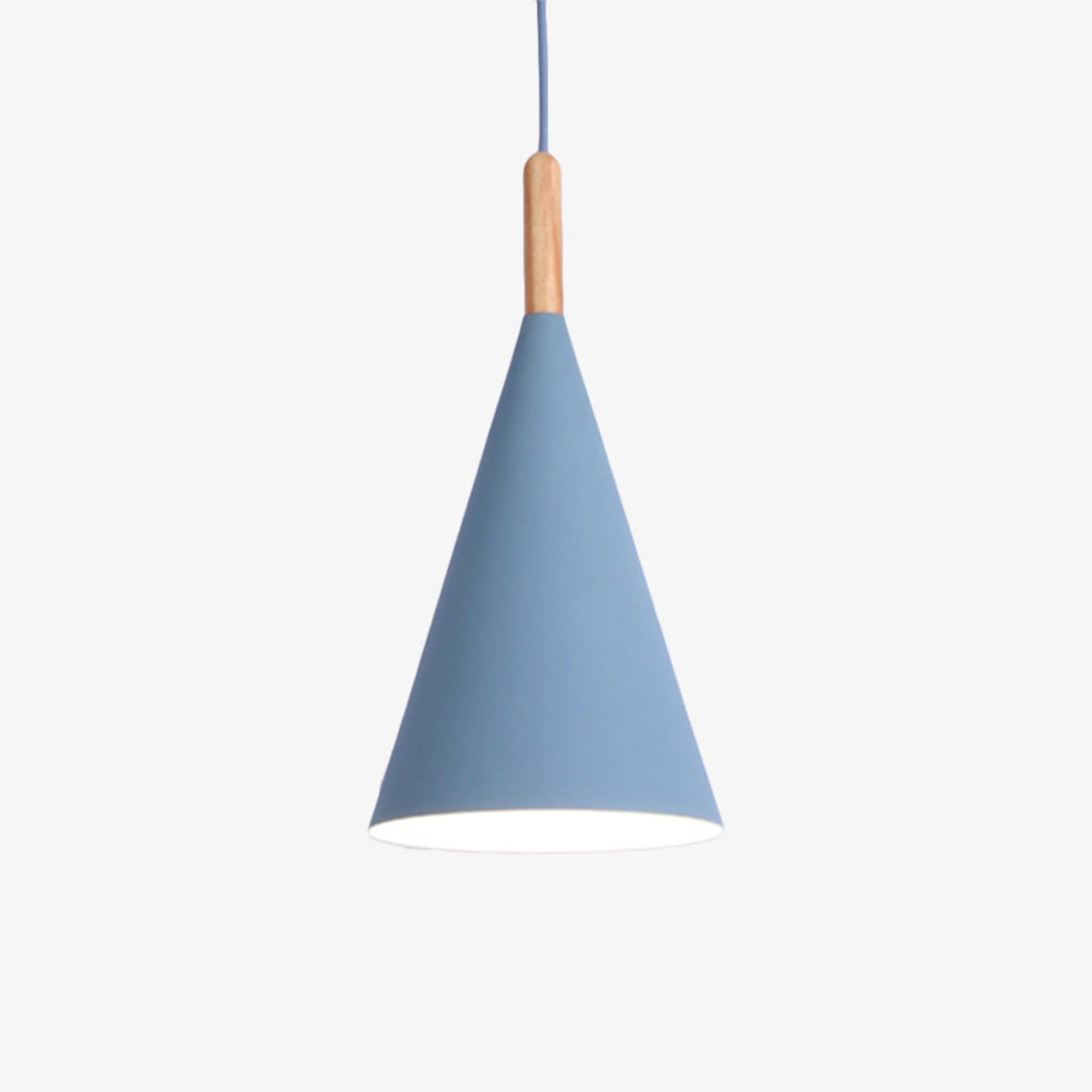 Scandinavian Wood Pendant Light With Warm Tri-Colour Glow in Blue — Halden Lighting