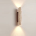 Modern Travertine And Wood Wall Light With Warm LED Glow — Halden Lighting