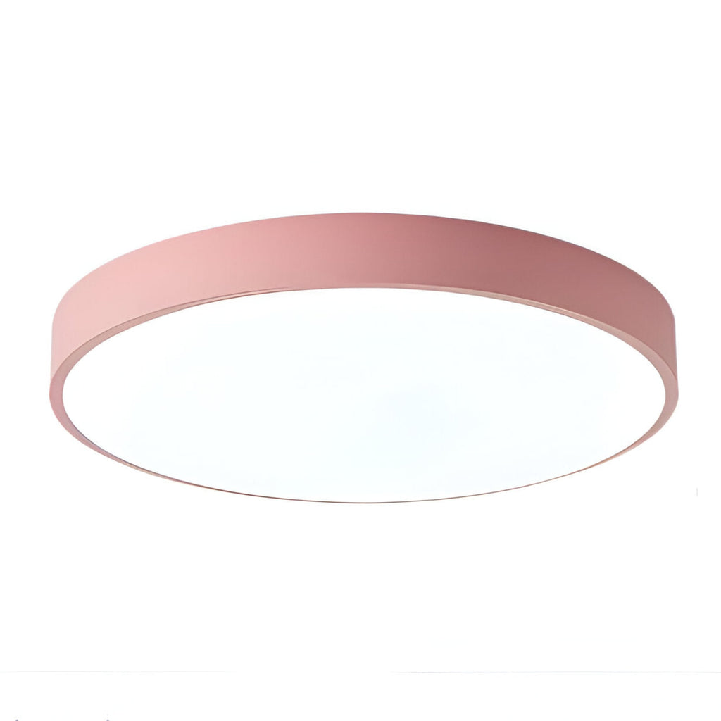 Modern Metal Flush Mount Ceiling Light With Stepless Dimming in Pink — Halden Lighting