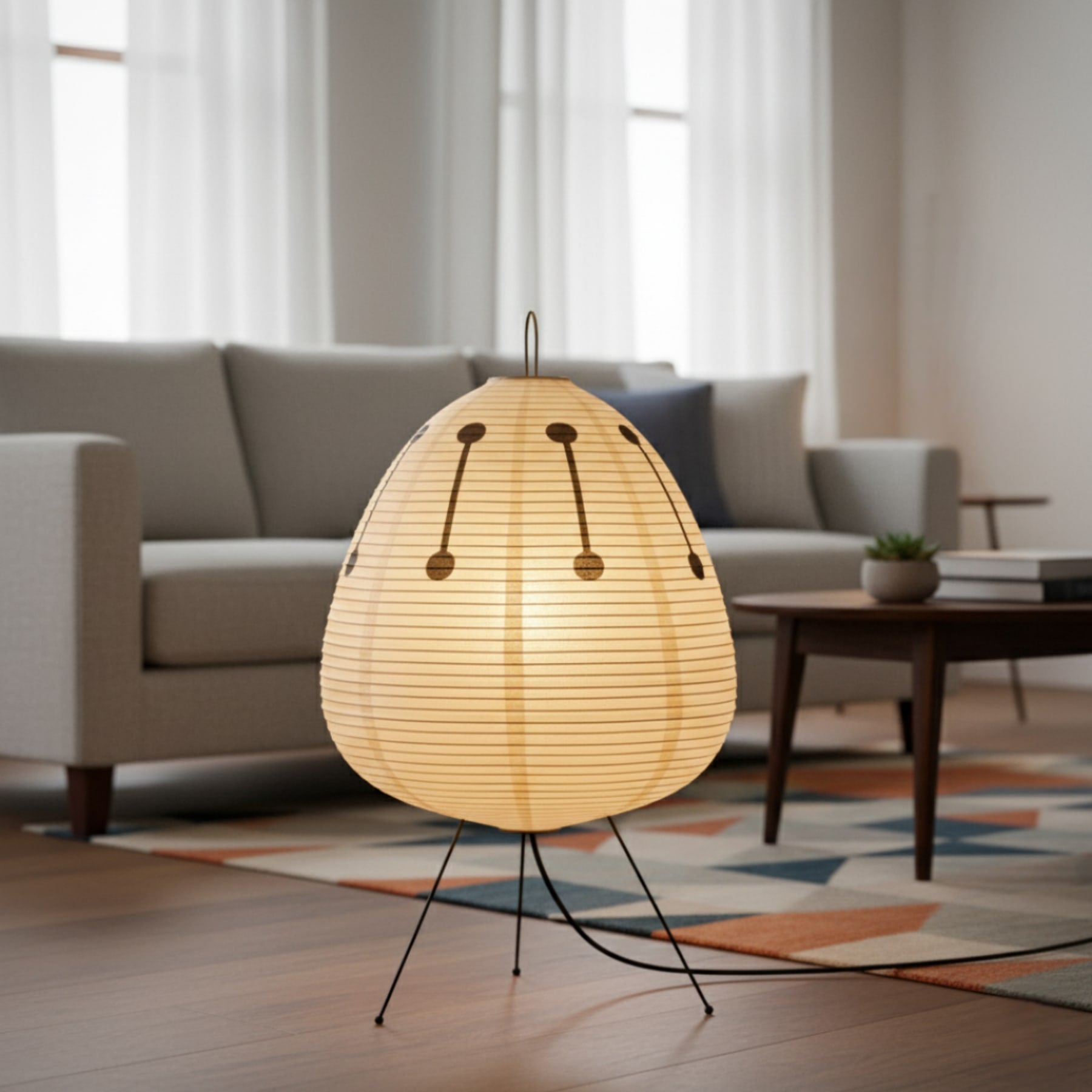 Modern Rice Paper Floor Lamp for Living Room and Bedroom — Halden Lighting