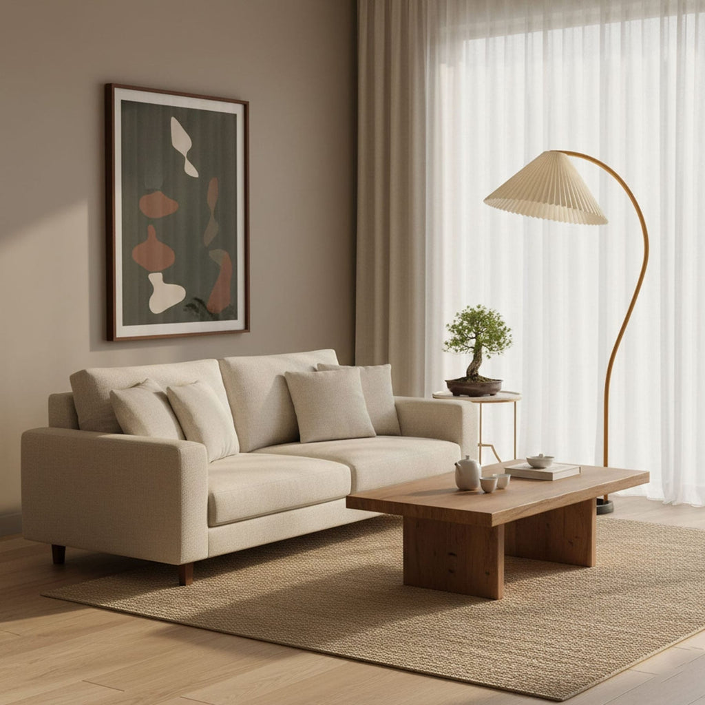 Scandinavian Wood Floor Lamp With Warm LED Glow for Living Room — Halden Lighting