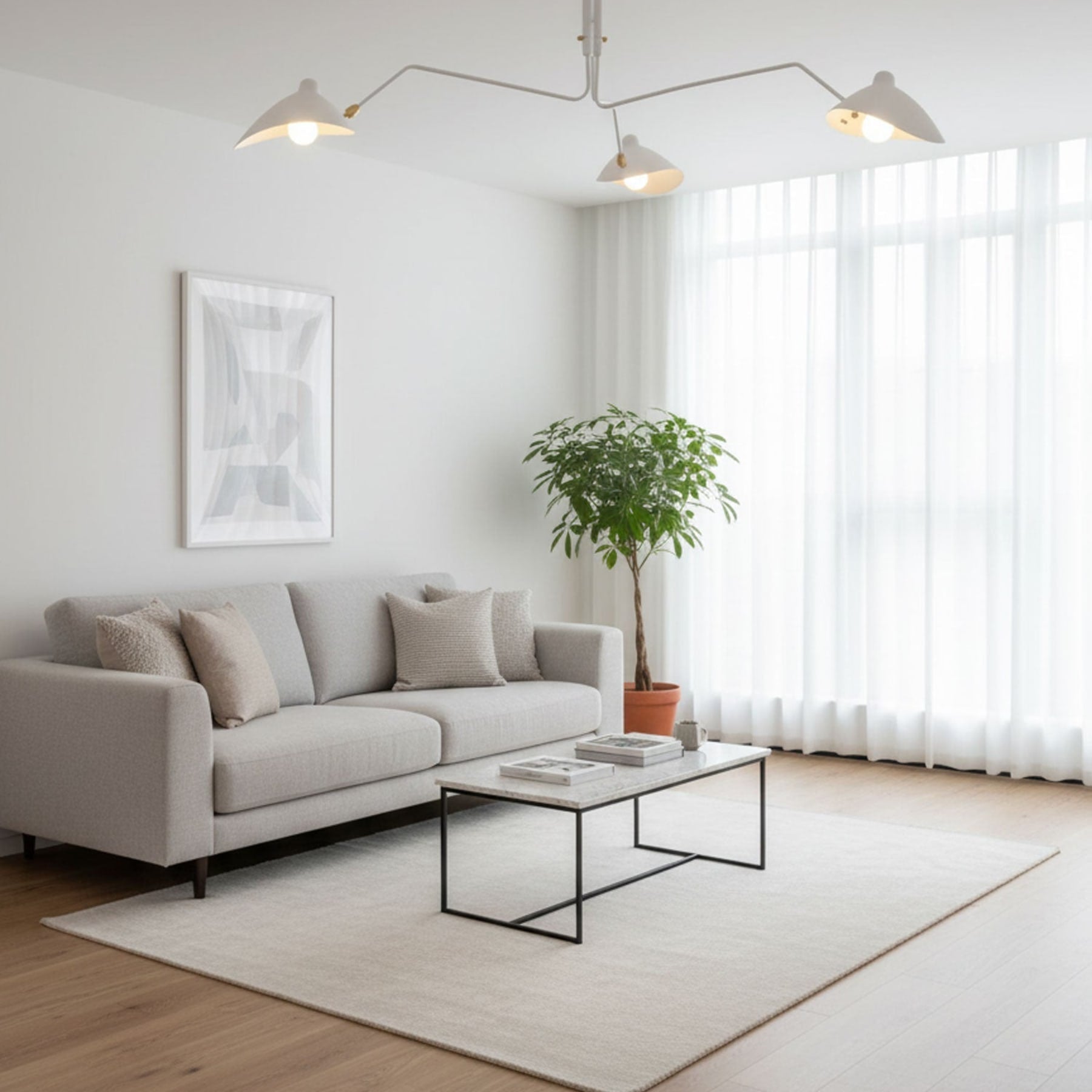 Modern Linear Metal Ceiling Light for Living Room — Halden Lighting