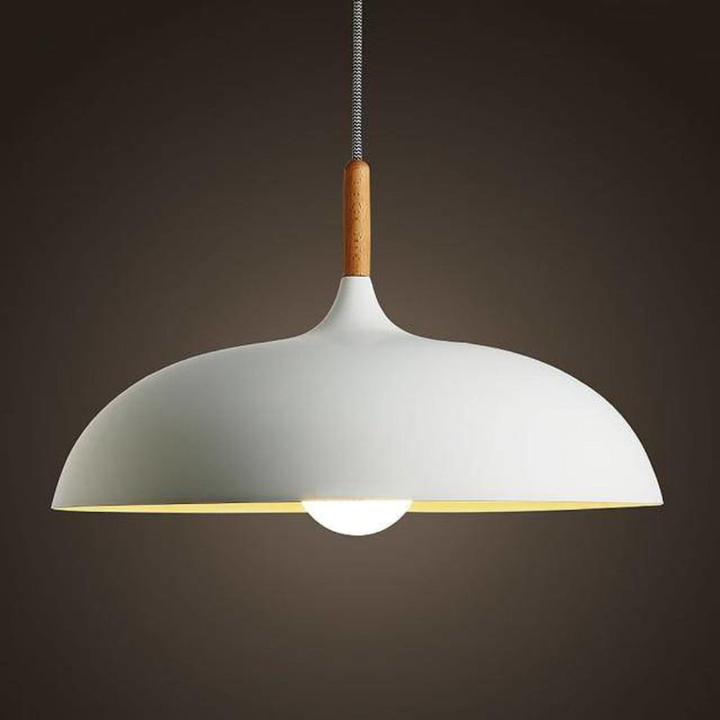 Modern Wrought Iron Pendant Light With Daylight Glow in White — Halden Lighting