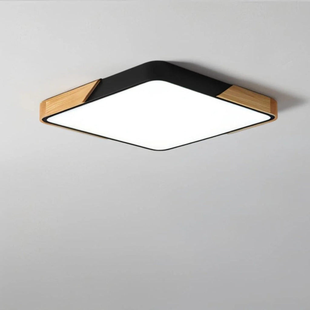 Modern Wood Flush Mount Ceiling Light With Stepless Dimming in Black — Halden Lighting
