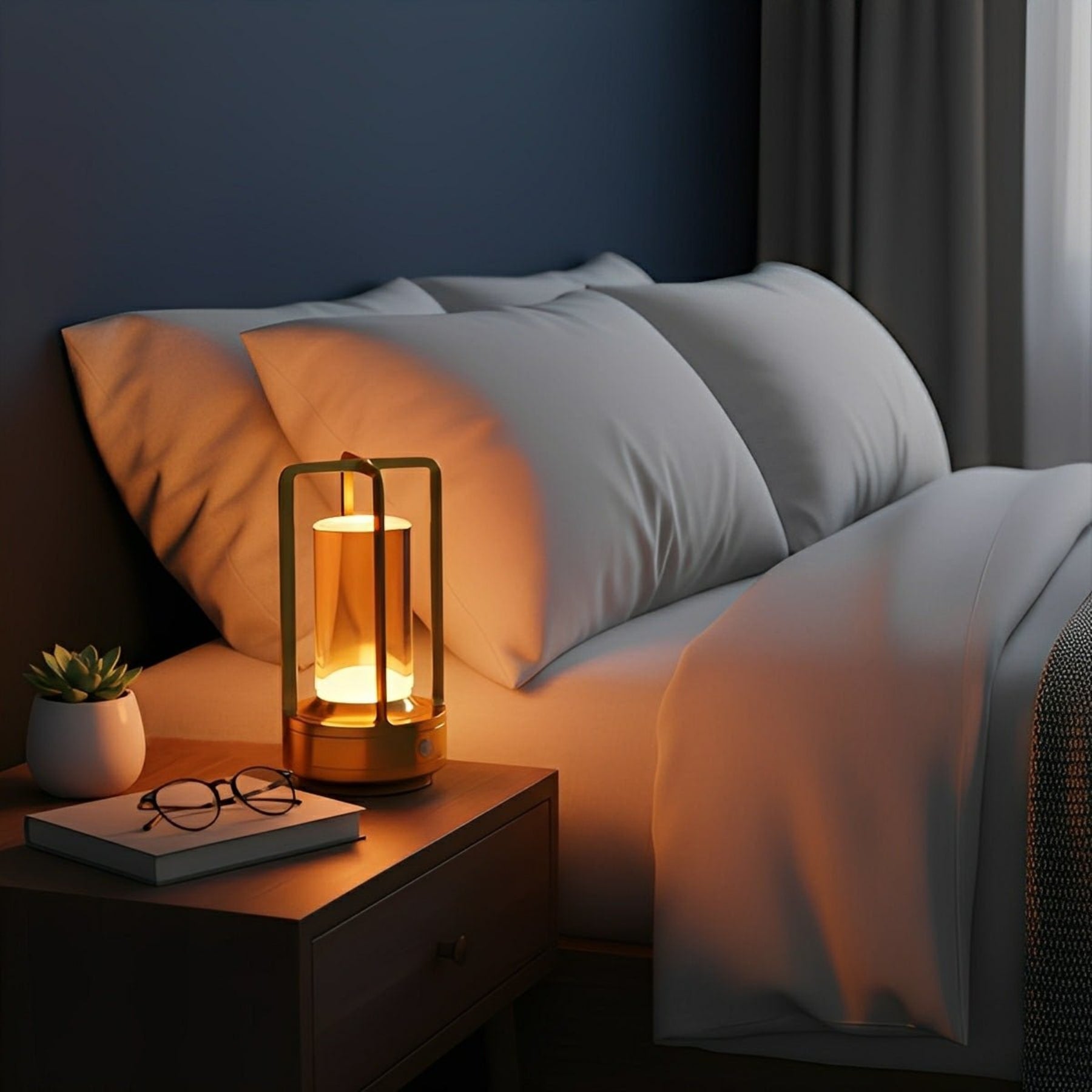 Modern Metal Rechargeable Table Lamp With Tri-Colour Dimming — Halden Lighting