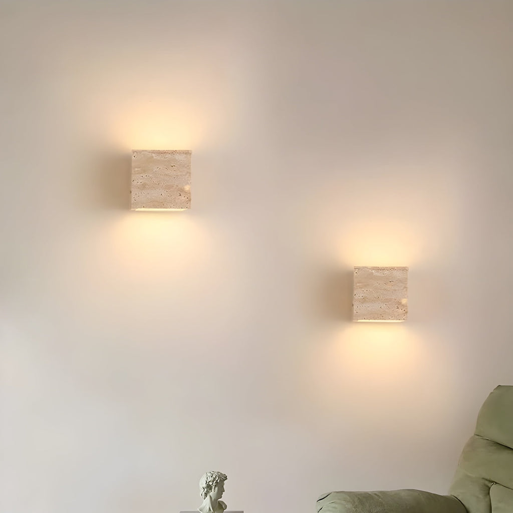 Modern Travertine Stone Wall Light With Warm LED Glow — Halden Lighting