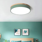 Modern Wood Flush Mount Ceiling Light With Remote Dimming — Halden Lighting