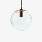 Modern Glass Pendant Light With Warm LED Glow for Dining Room in Rose Gold — Halden Lighting