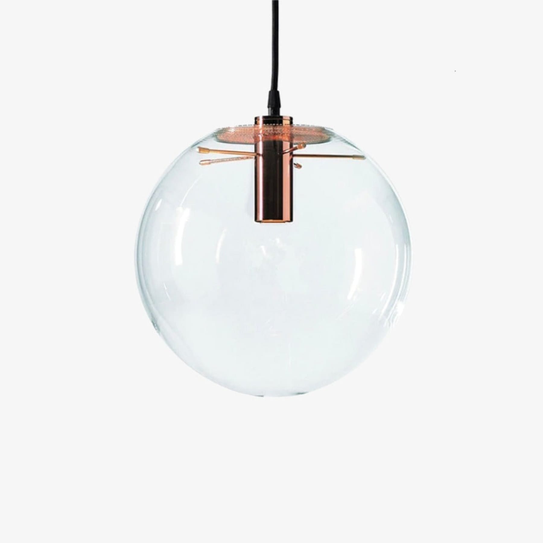 Modern Glass Pendant Light With Warm LED Glow for Dining Room in Rose Gold — Halden Lighting