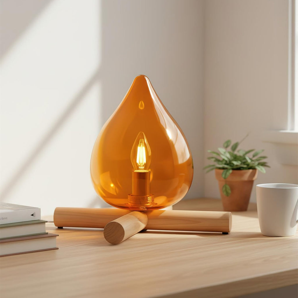 Modern Bamboo and Wood Table Lamp With Warm LED Glow — Halden Lighting