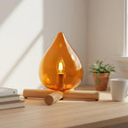 Modern Bamboo and Wood Table Lamp With Warm LED Glow — Halden Lighting
