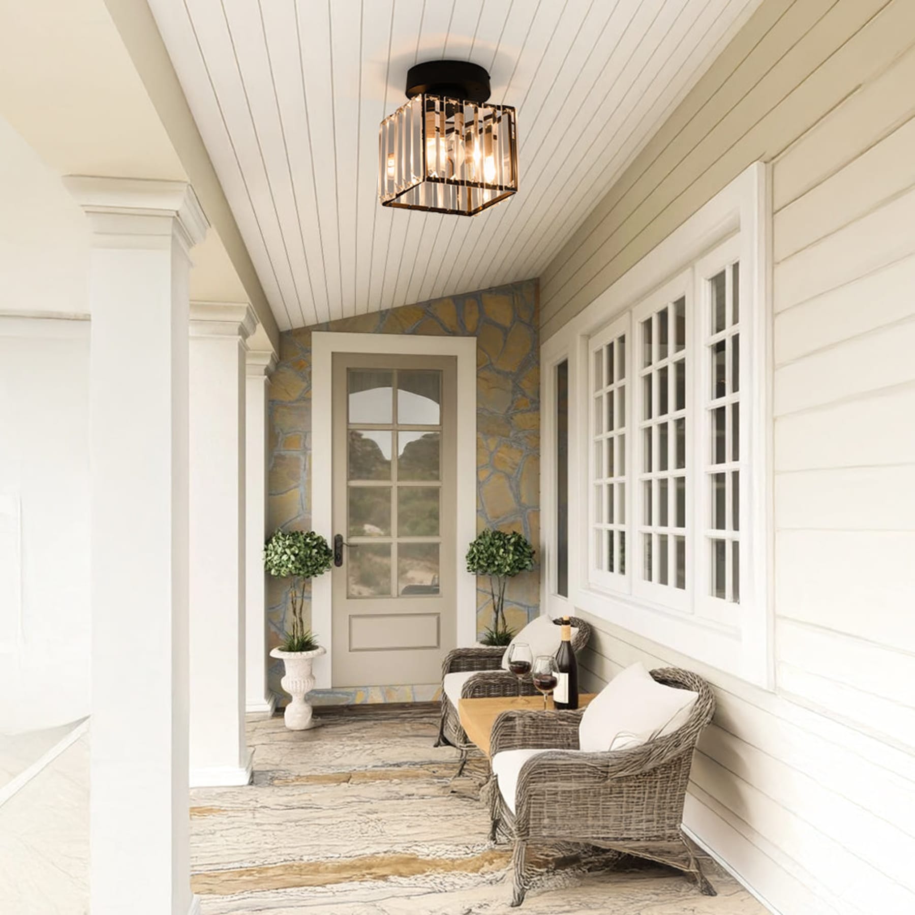 Modern Acrylic Semi-Flush Mount Ceiling Light for Living Room — Halden Lighting