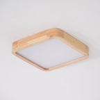 Scandinavian Wood Flush Mount Ceiling Light With Slim Profile — Halden Lighting
