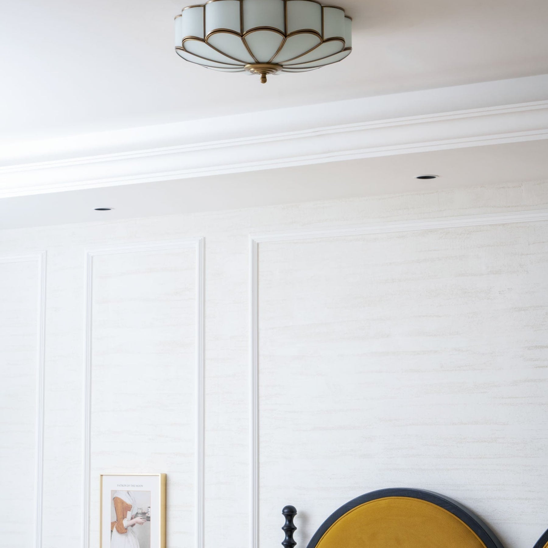 Traditional Brass Flush Mount Ceiling Light With Cool Daylight Glow — Halden Lighting