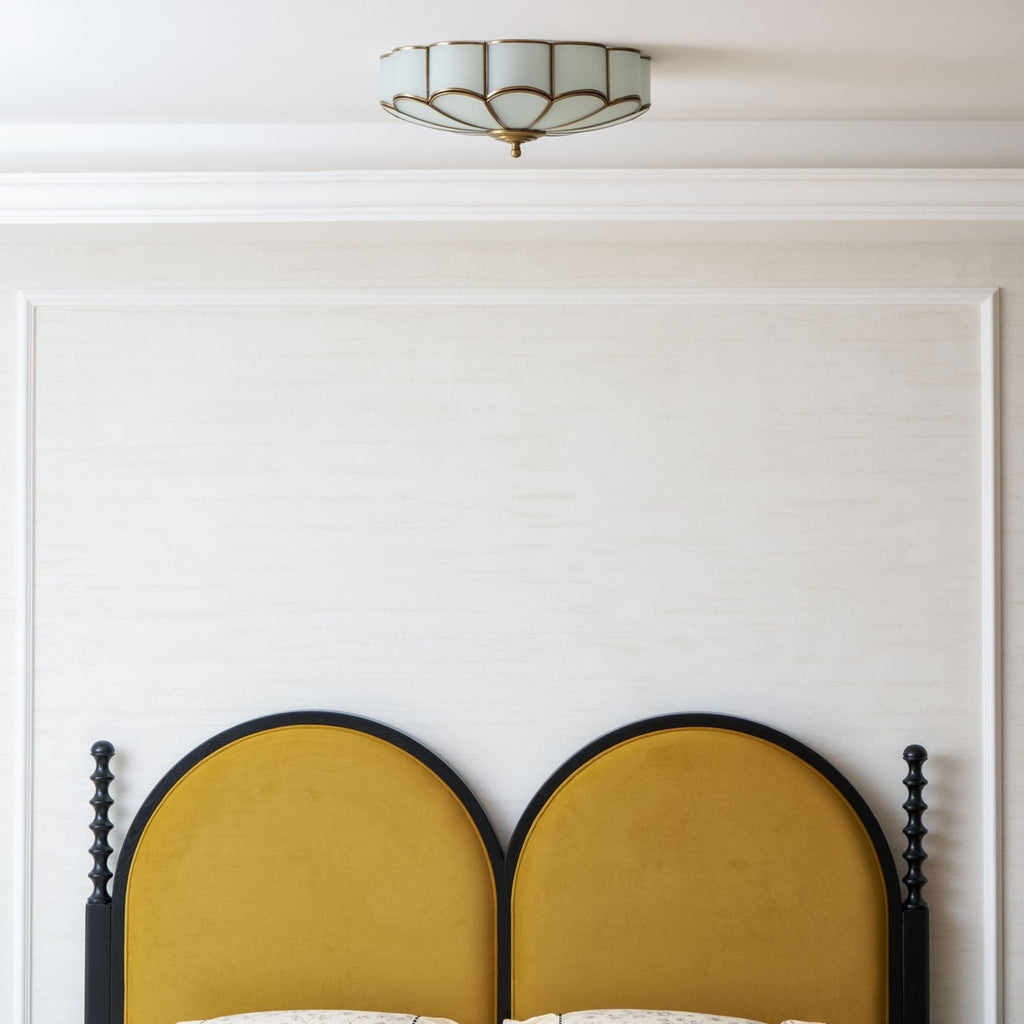 Traditional Brass Flush Mount Ceiling Light With Cool Daylight Glow — Halden Lighting
