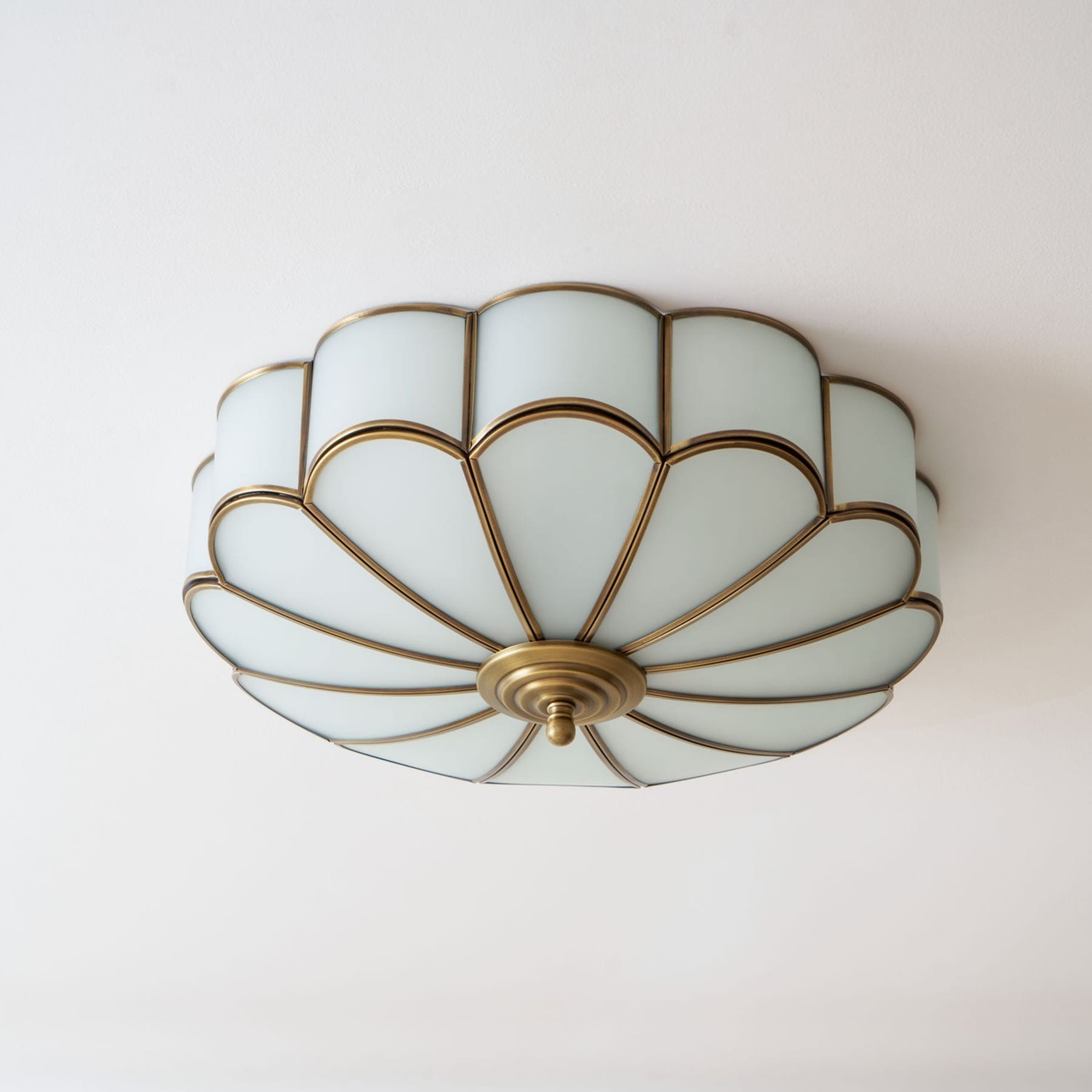Traditional Brass Flush Mount Ceiling Light With Cool Daylight Glow — Halden Lighting