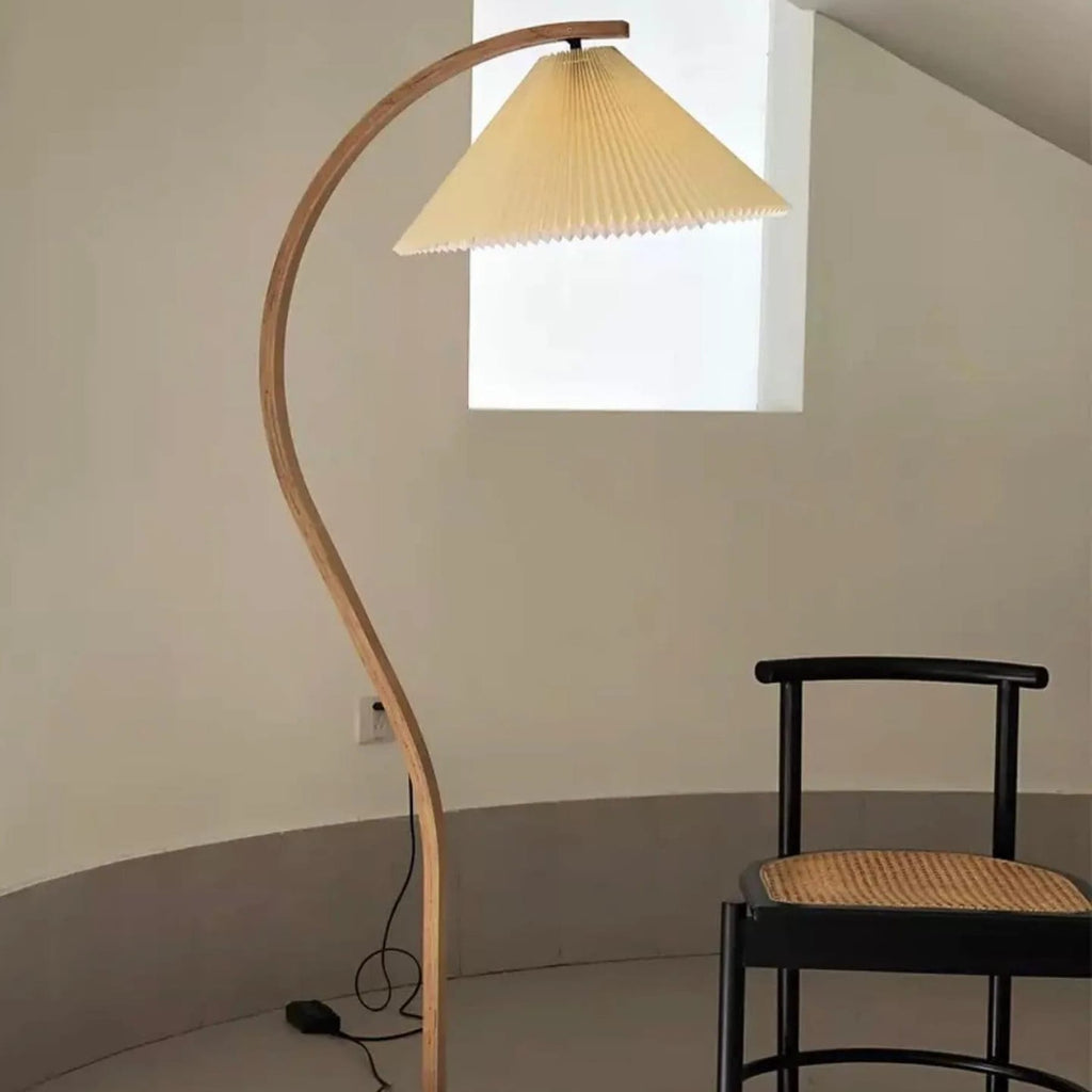 Scandinavian Wood Floor Lamp With Warm LED Glow for Living Room — Halden Lighting