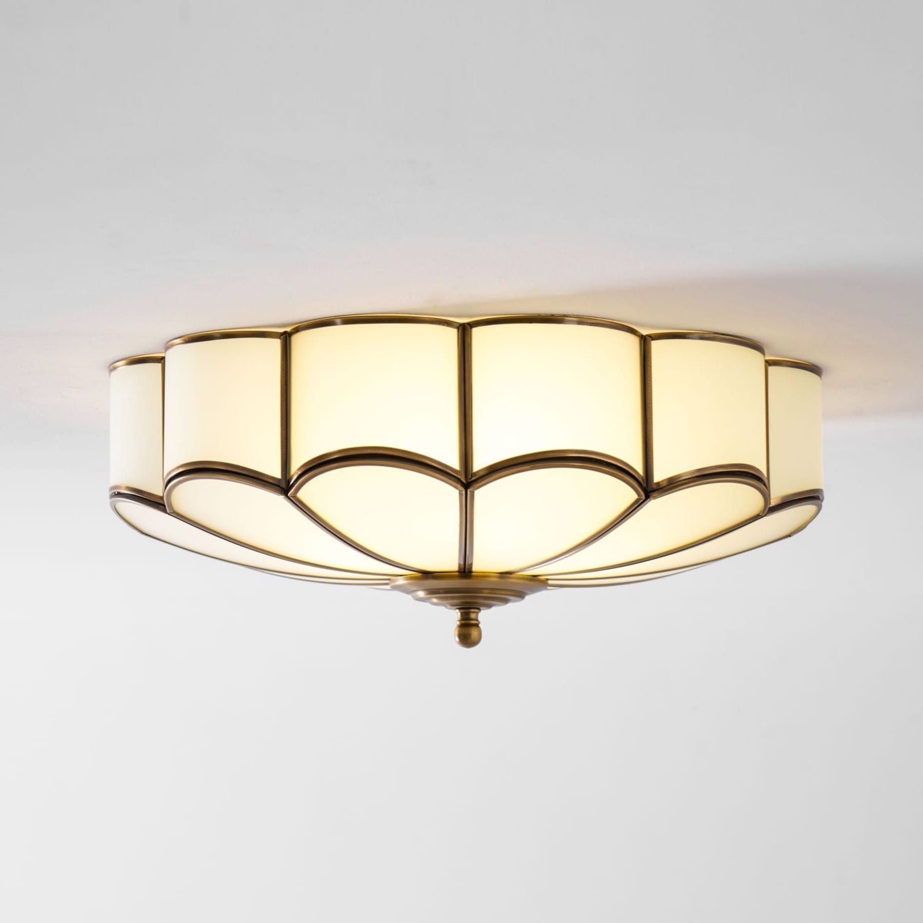 Traditional Brass Flush Mount Ceiling Light With Cool Daylight Glow — Halden Lighting