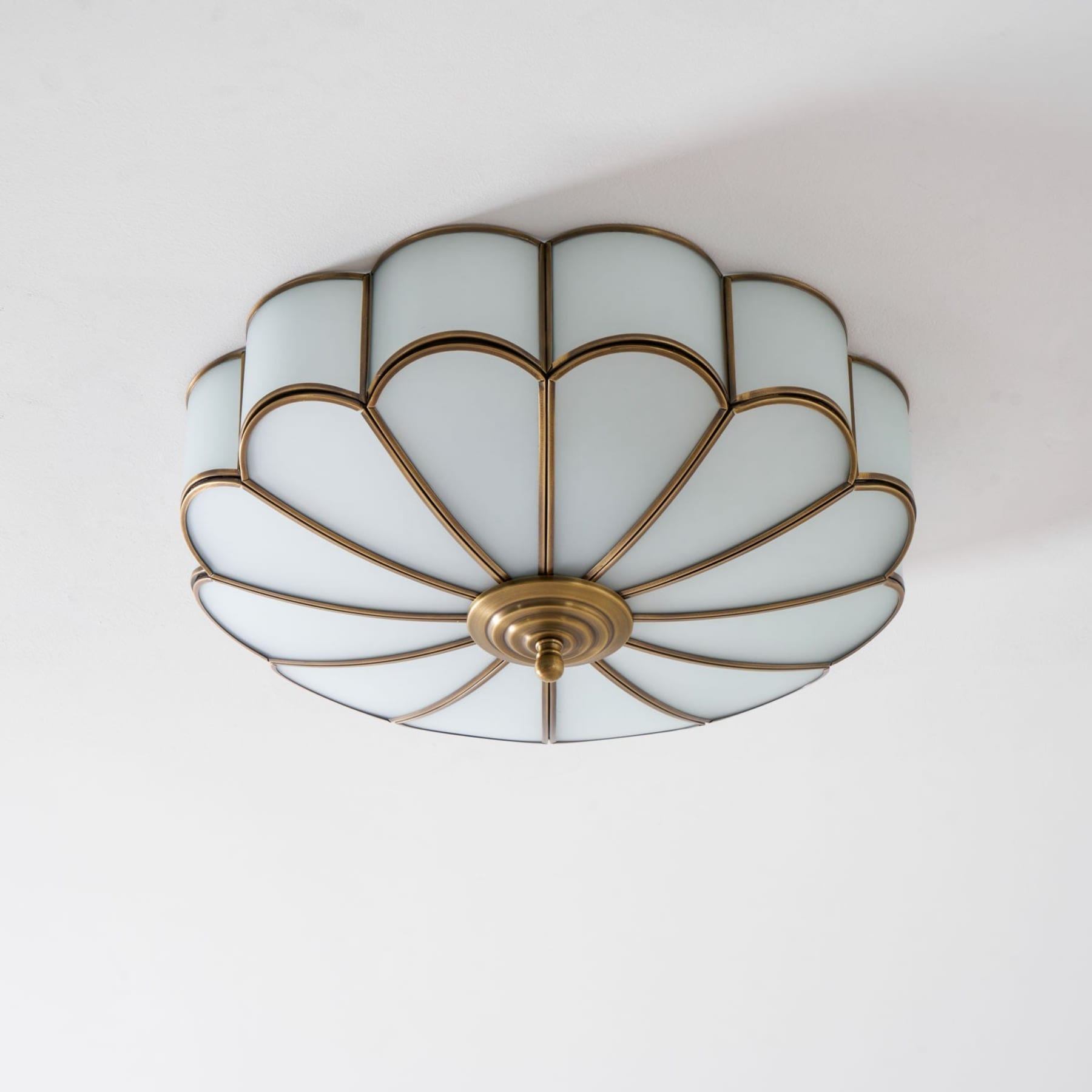 Traditional Brass Flush Mount Ceiling Light With Cool Daylight Glow — Halden Lighting