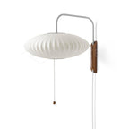 Retro Silk and Walnut Wall Light With Warm LED Glow in Style D - Ø40 x 22 cm (Ø16" x 9") — Halden Lighting