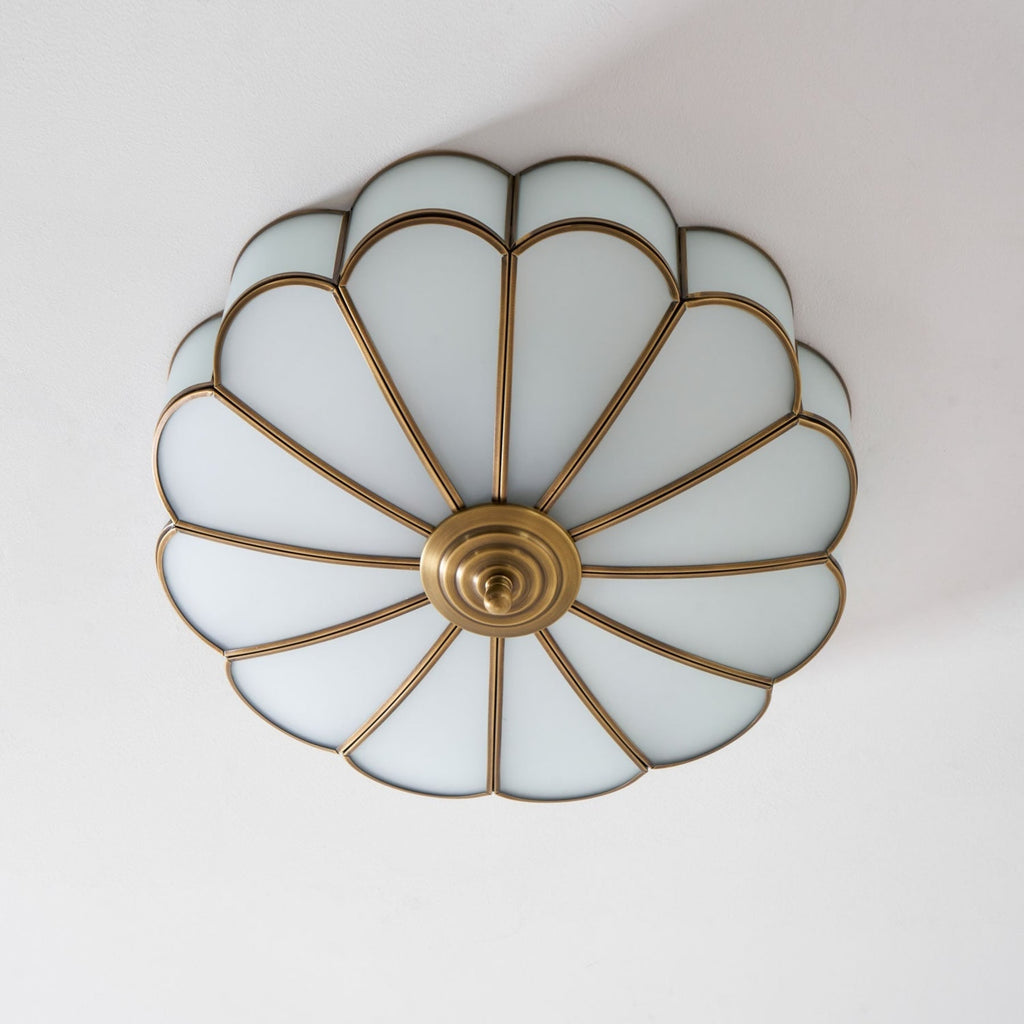 Traditional Brass Flush Mount Ceiling Light With Cool Daylight Glow — Halden Lighting