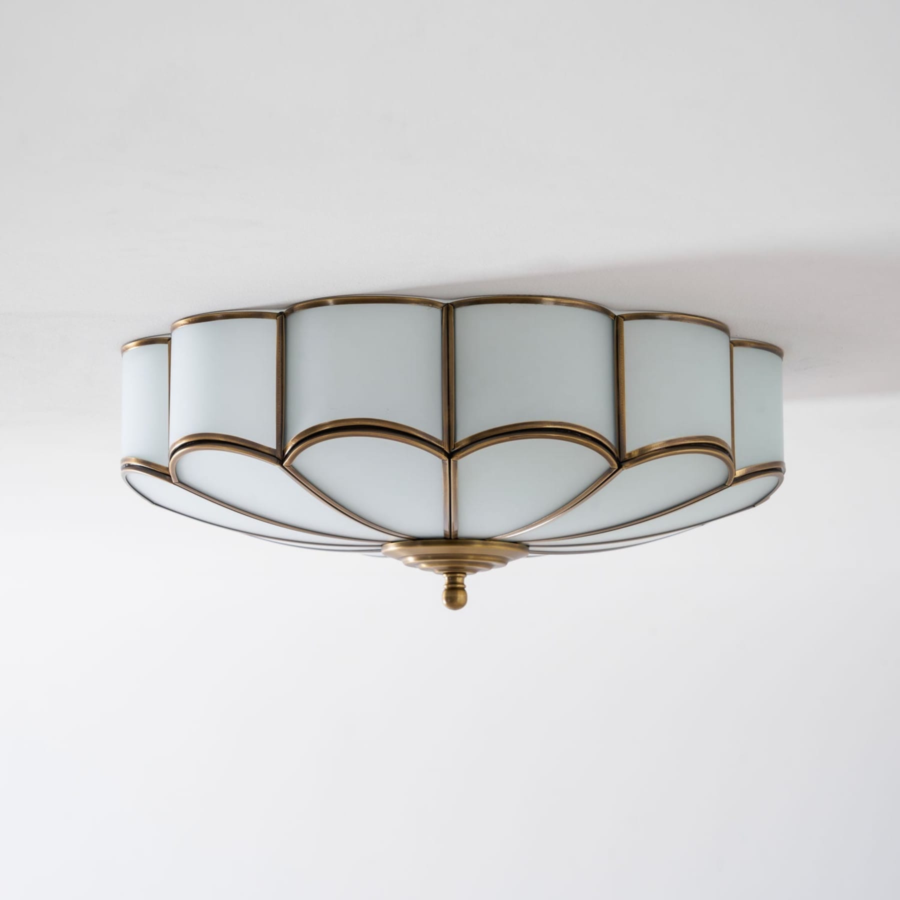 Traditional Brass Flush Mount Ceiling Light With Cool Daylight Glow — Halden Lighting