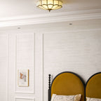Traditional Brass Flush Mount Ceiling Light With Cool Daylight Glow — Halden Lighting