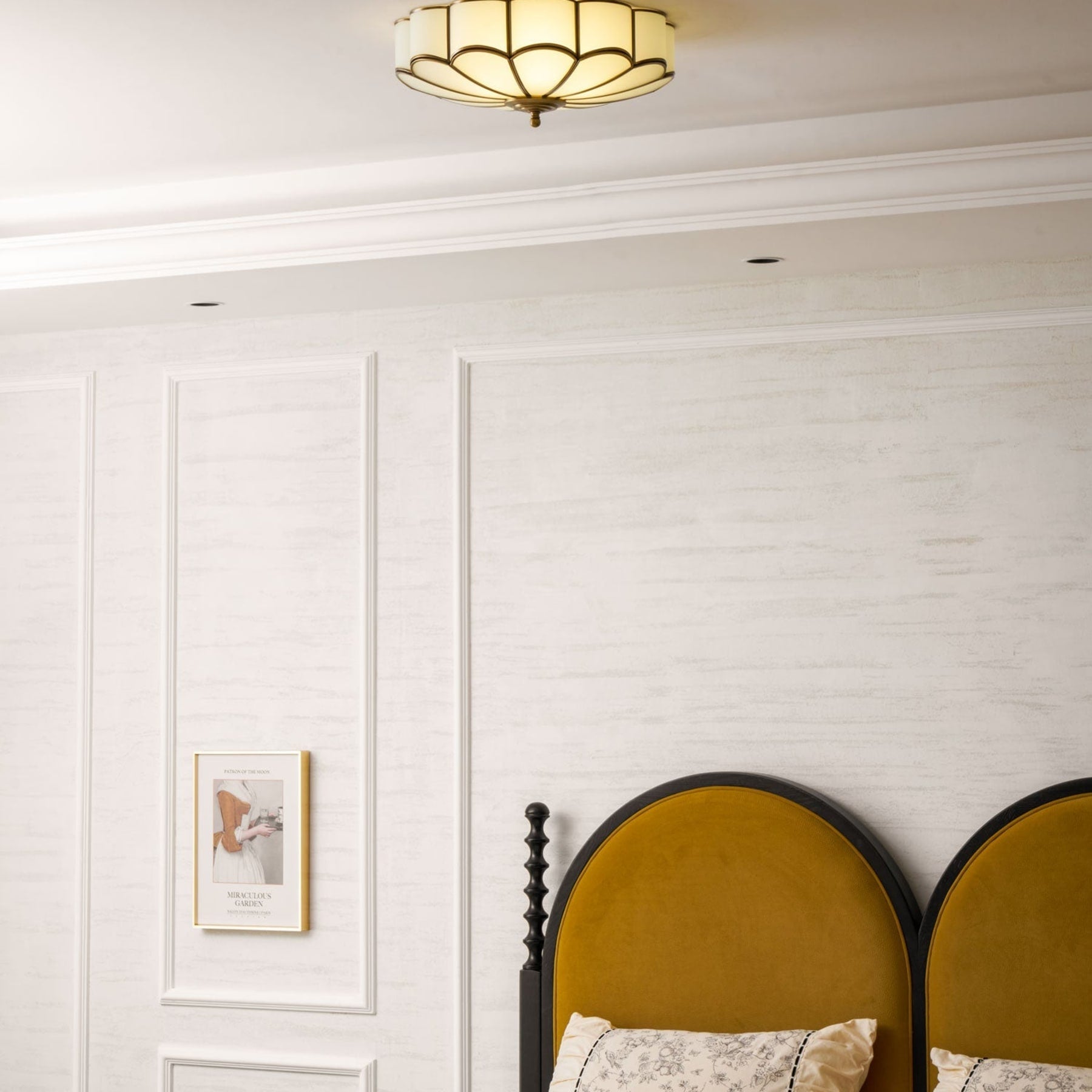Traditional Brass Flush Mount Ceiling Light With Cool Daylight Glow — Halden Lighting