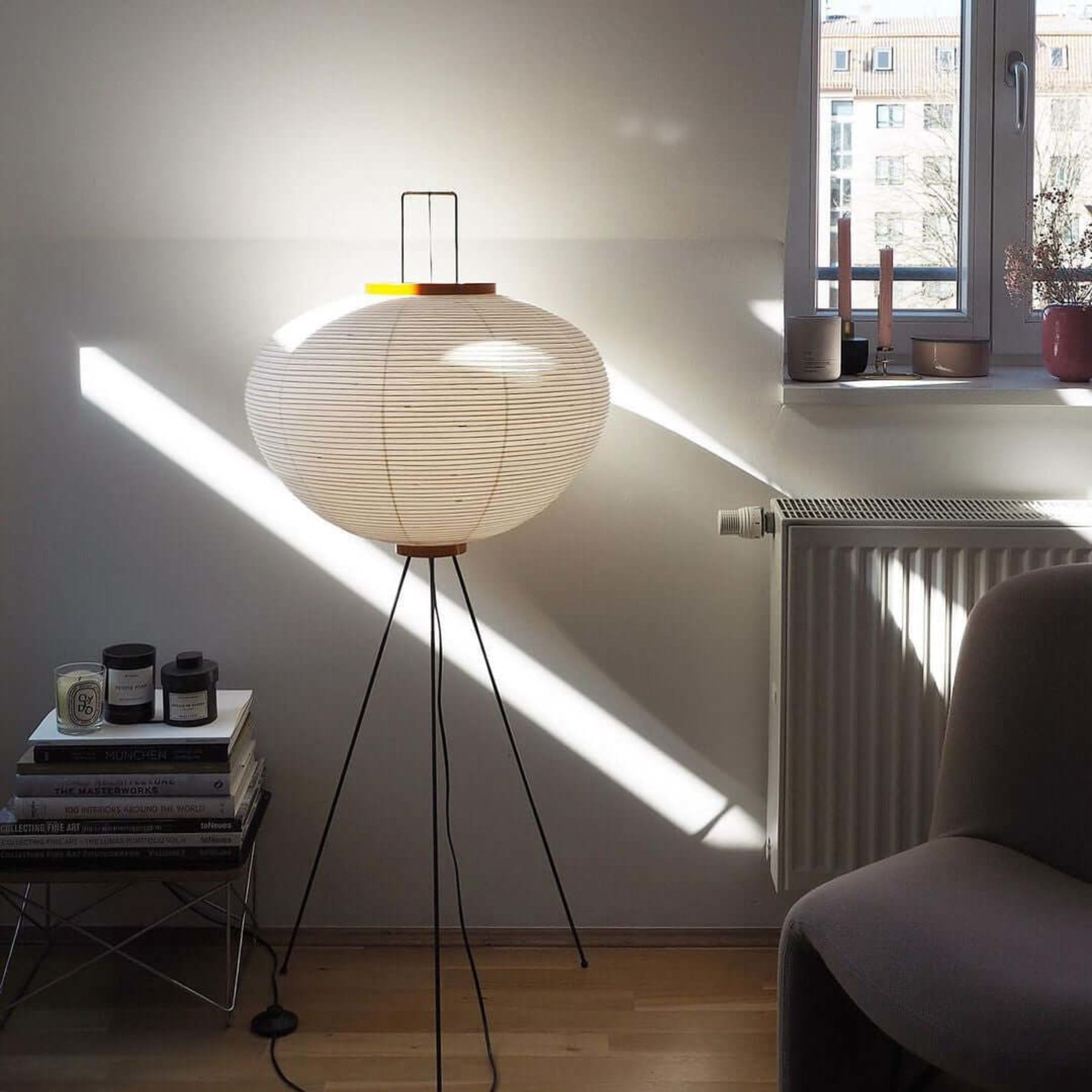 Modern Rice Paper Floor Lamp for Living Room and Bedroom — Halden Lighting