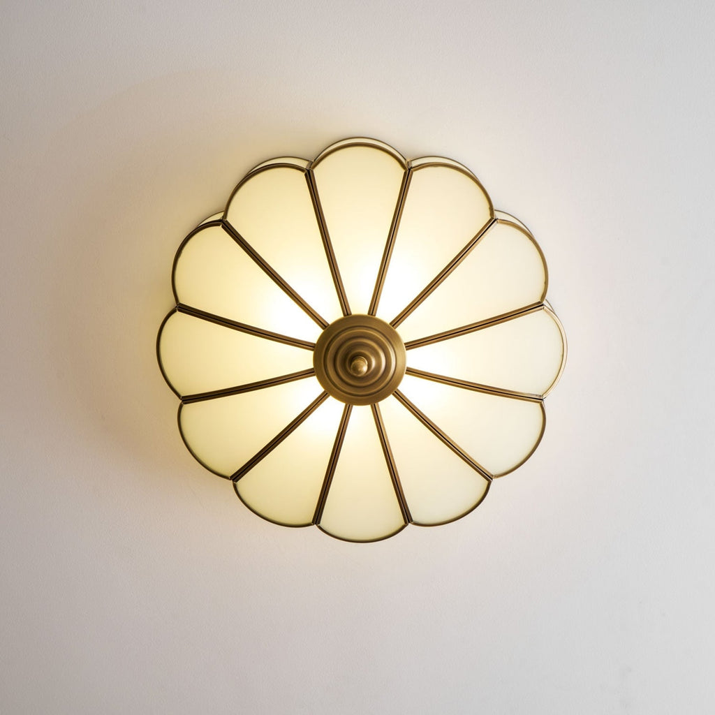 Traditional Brass Flush Mount Ceiling Light With Cool Daylight Glow — Halden Lighting