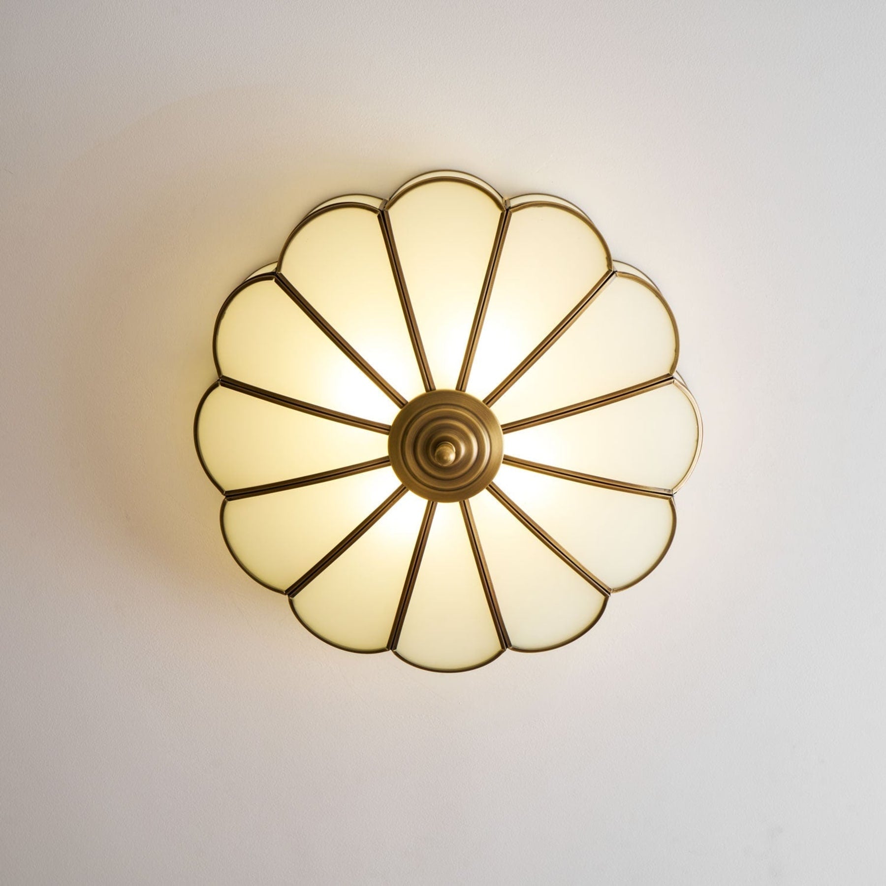 Traditional Brass Flush Mount Ceiling Light With Cool Daylight Glow — Halden Lighting