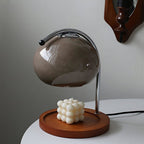 Modern Wood And Glass Table Lamp With Daylight Glow in Grey — Halden Lighting