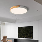 Modern Wood Flush Mount Ceiling Light With Remote Dimming — Halden Lighting
