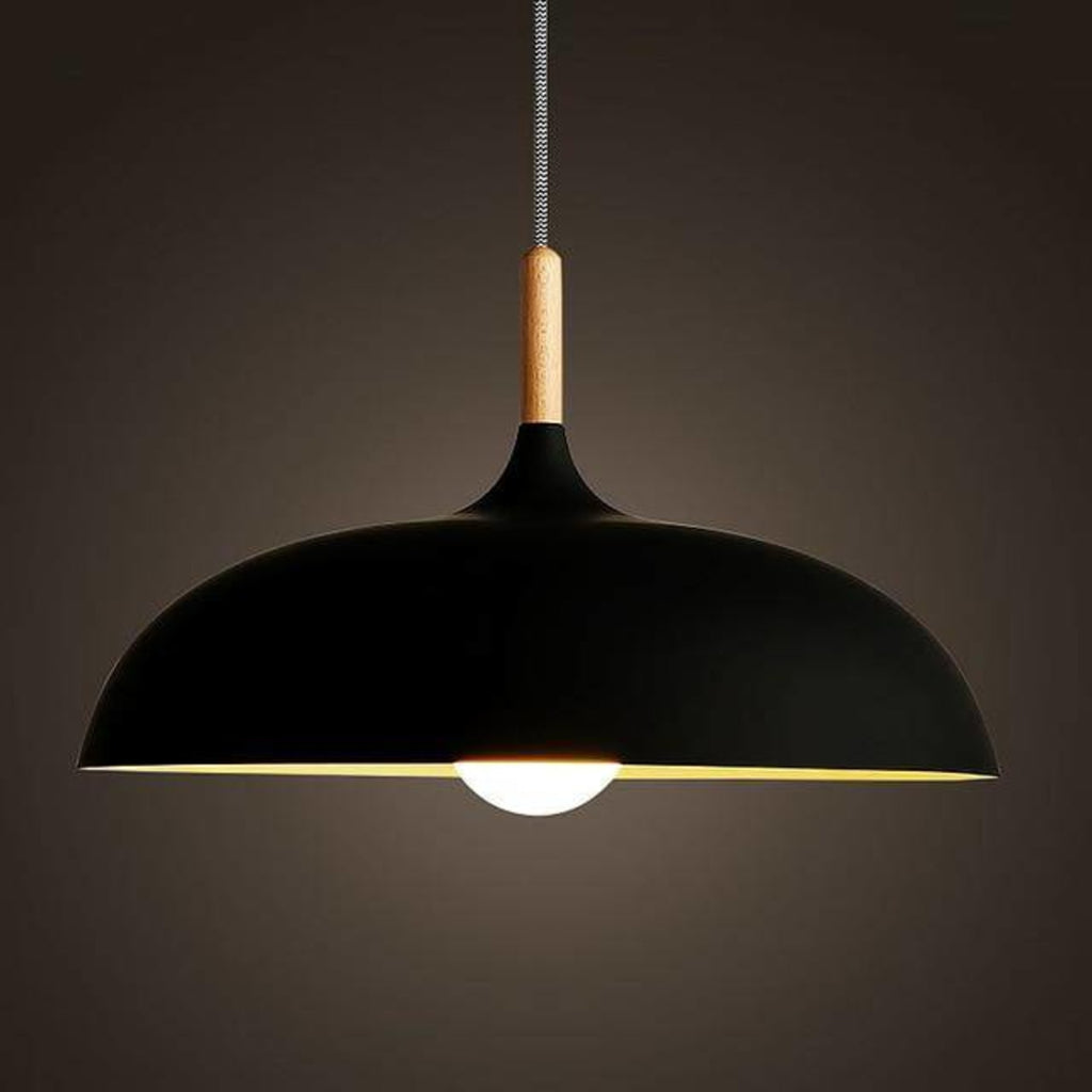 Modern Wrought Iron Pendant Light With Daylight Glow in Black — Halden Lighting