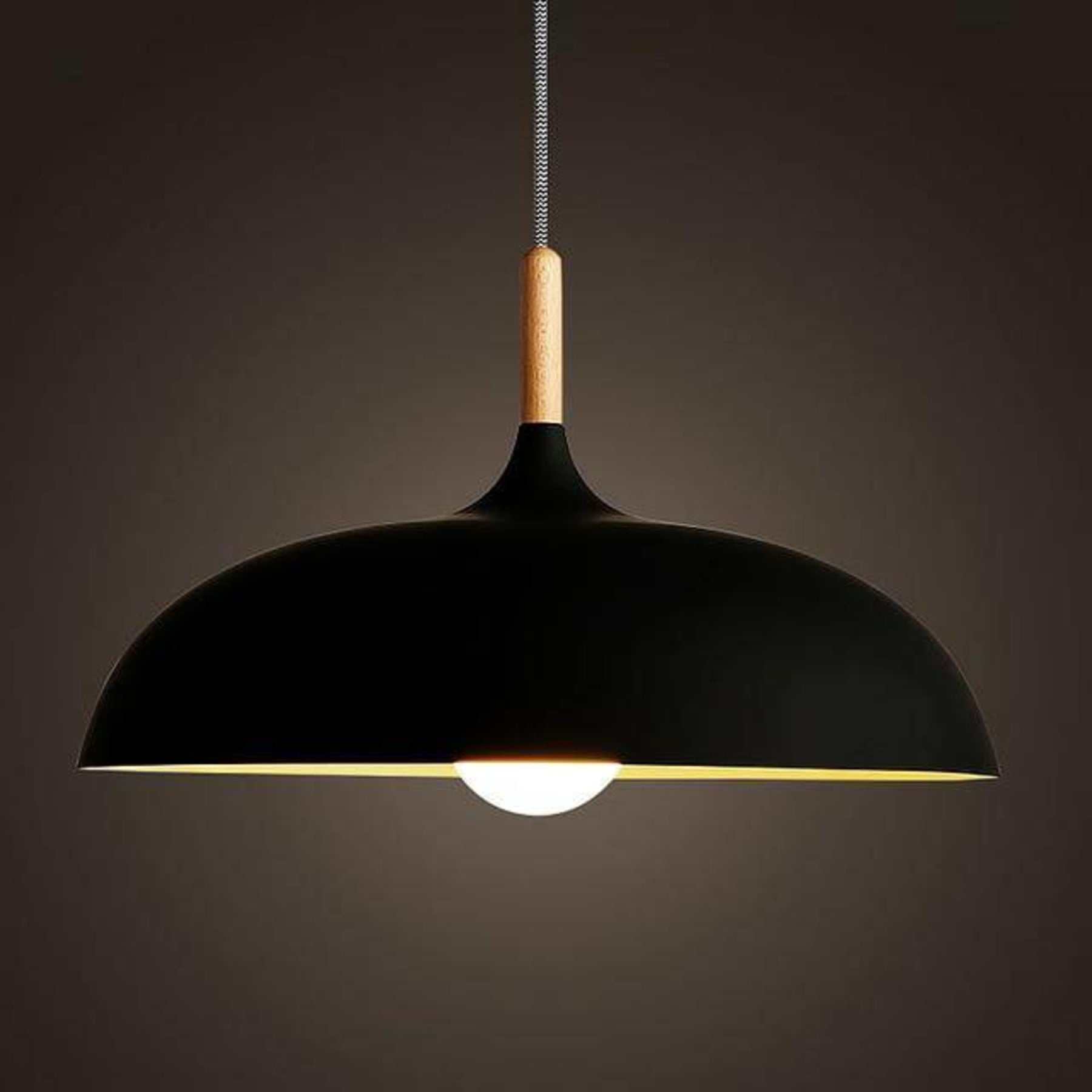 Modern Wrought Iron Pendant Light With Daylight Glow in Black — Halden Lighting