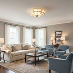 Traditional Brass Flush Mount Ceiling Light With Cool Daylight Glow — Halden Lighting