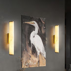Modern Marble and Copper Wall Light With Warm LED Glow — Halden Lighting