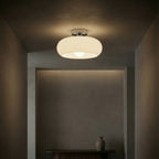 Modern Glass Globe Ceiling Light With Cool Daylight Glow in Chrome White — Halden Lighting