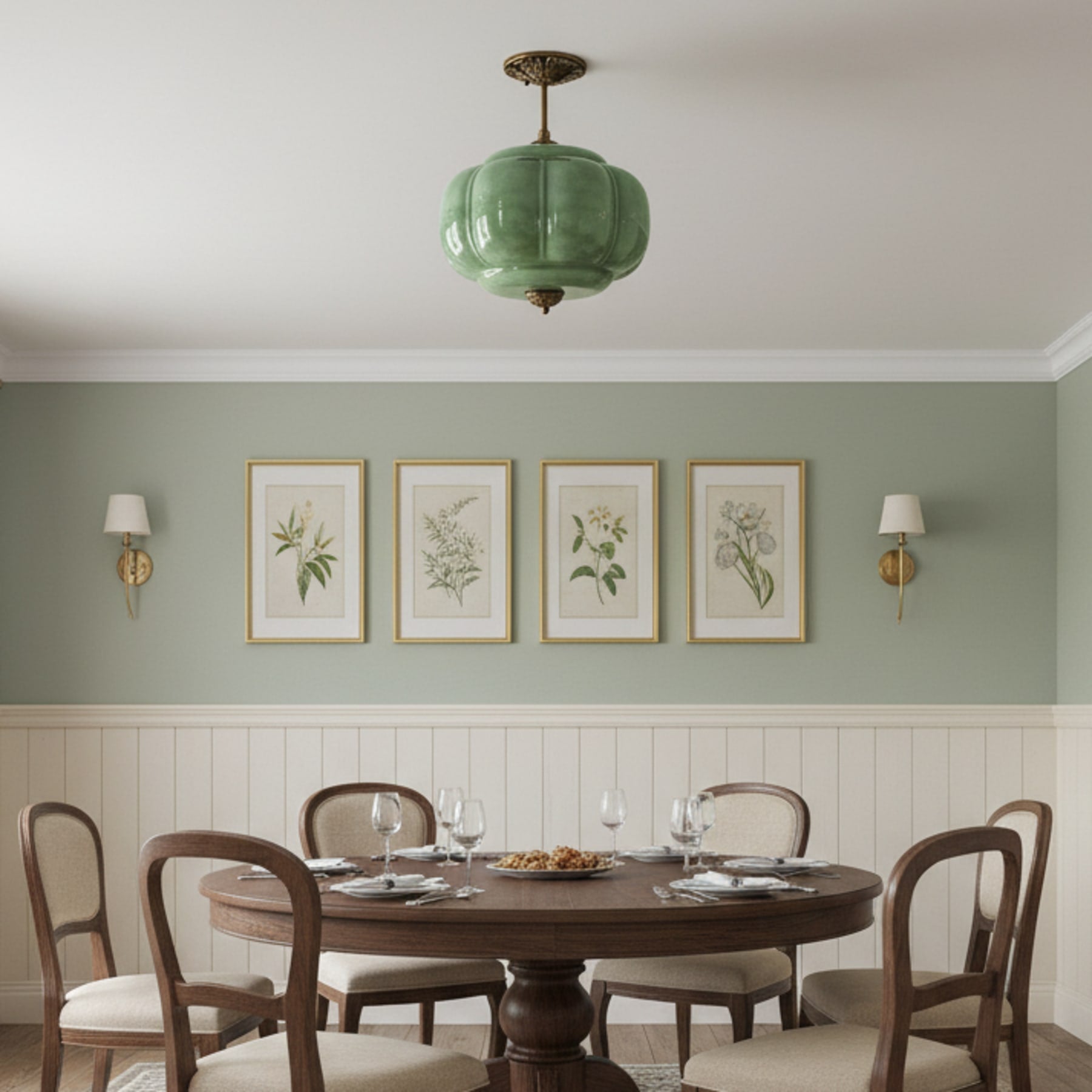 Retro Wrought Iron Glass Semi-Flush Ceiling Light With Tri-Colour Glow — Halden Lighting