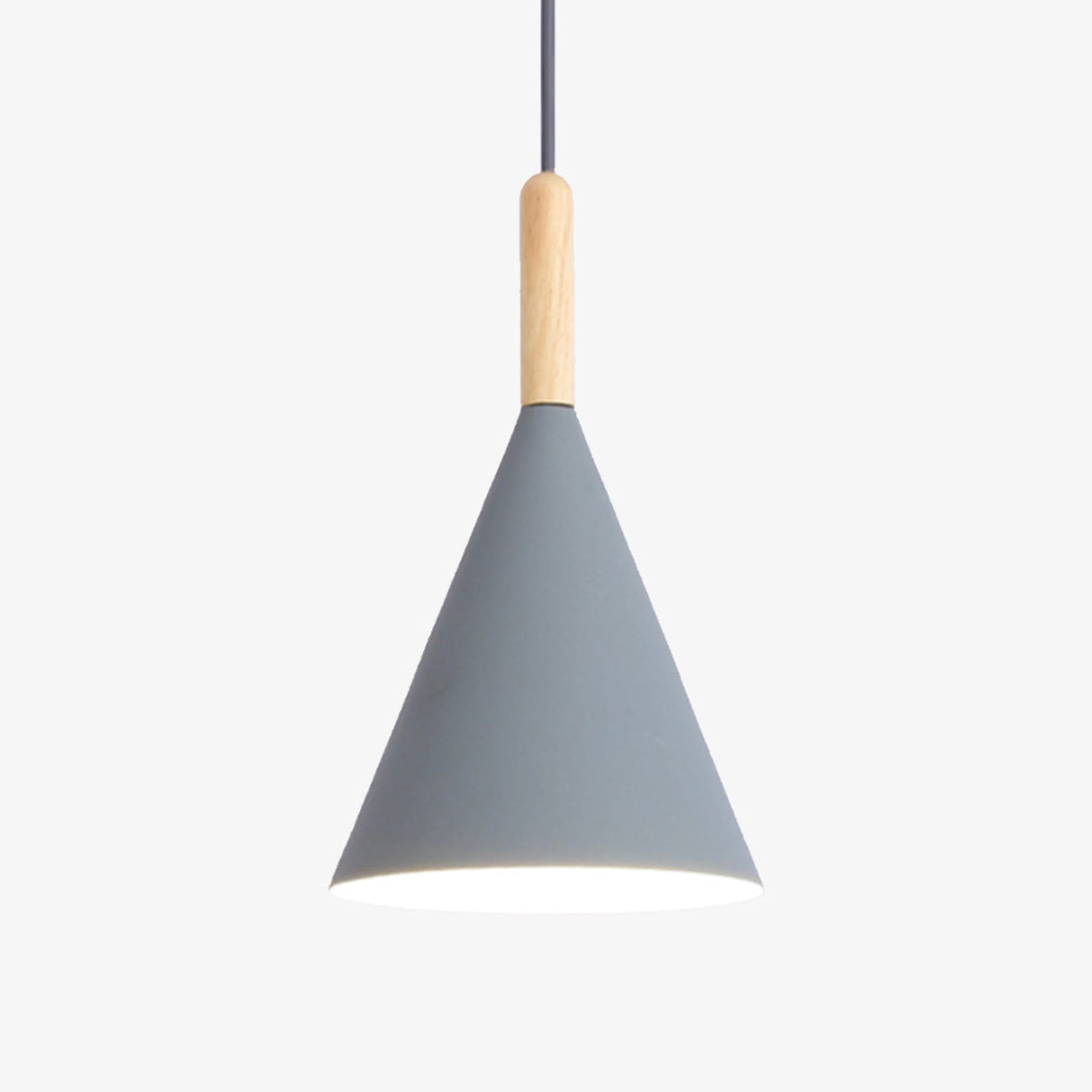 Scandinavian Wood Pendant Light With Warm Tri-Colour Glow in Grey — Halden Lighting
