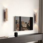 Modern Travertine And Wood Wall Light With Warm LED Glow — Halden Lighting