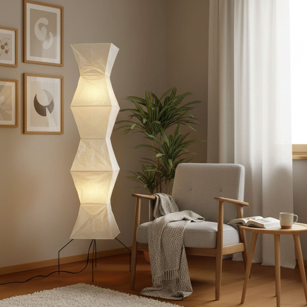 Modern Rice Paper Floor Lamp for Living Room and Bedroom — Halden Lighting