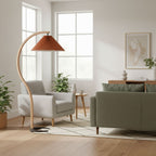 Scandinavian Wood Floor Lamp With Warm LED Glow for Living Room — Halden Lighting