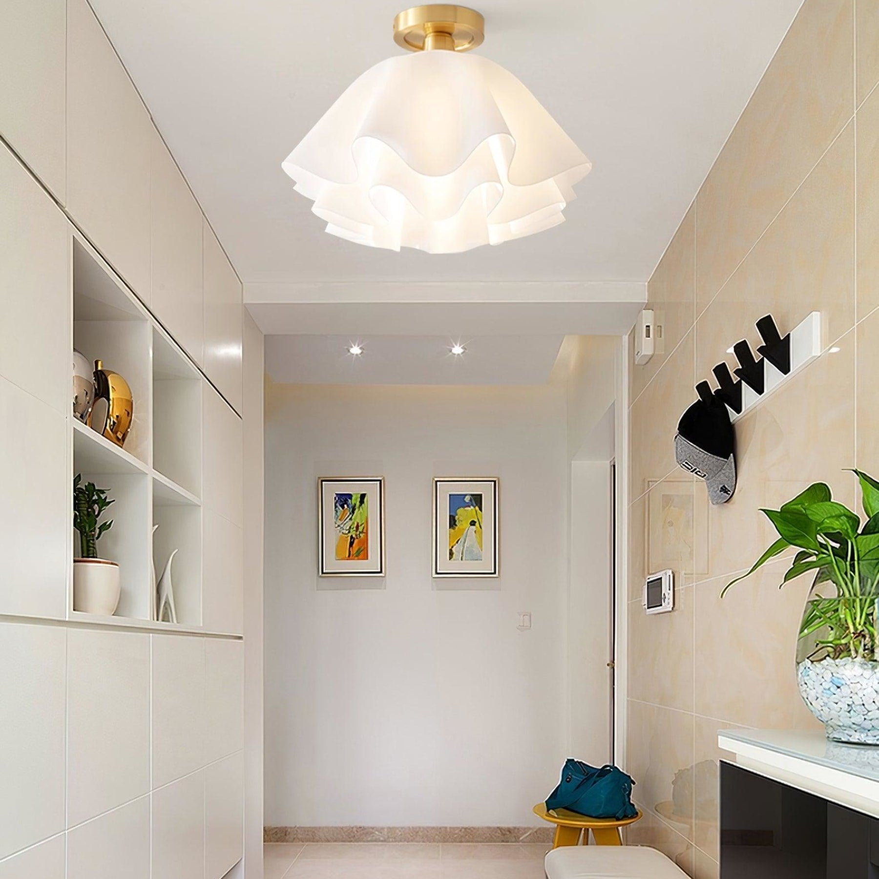 Modern Copper and Acrylic Semi-Flush Ceiling Light With Dimmable Glow — Halden Lighting