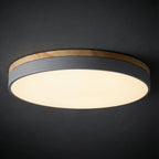Modern Wood Flush Mount Ceiling Light With Remote Dimming in Grey — Halden Lighting